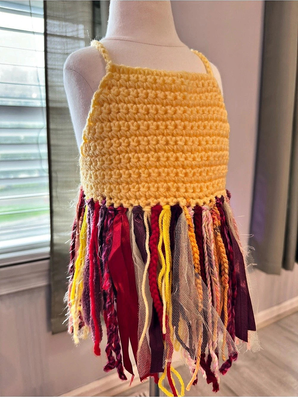 Handmade Crochet Fringe Top Girls 2T 3T Boho Fairy Halloween Costume